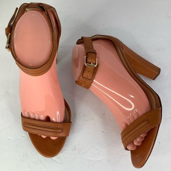 J.Crew Amalia High Heel Strap Light Brown Leather Sandal Sz 8 - Picture 2 of 12